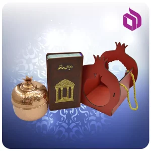 دیوان حافظ پالتویی چرم با فال ساک طرح انار و انار مسی