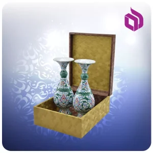 ست دوگلدان صراحی مینا 20 سانت با جعبه MDF گالینگور