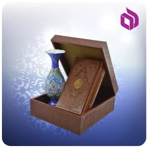 قرآن پالتویی چرم با گلدان مینا 16 کد 90366
