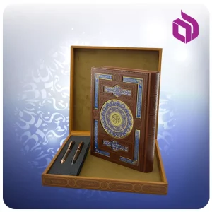 قرآن وزیری عطری چرم با خودکار و روان نویس طرحدار