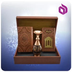 شاهنامه و حافظ پالتویی چرم با گلدان الماس تراش 16