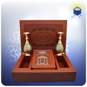 ست حافظ وزيري جعبه لپ تاپی چرم کاغذ گلاسه با ۲ گلدان خاتم(كد۲۶۹)