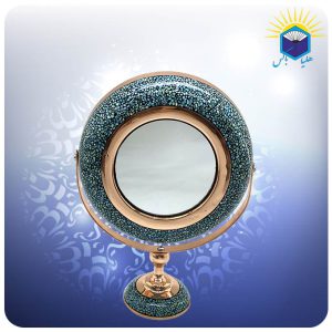 آینه گرد هفت سینی مس و فیروزه کوب (کد 50141)