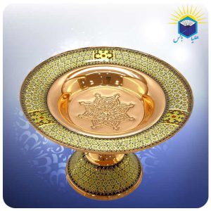 شیرینی خوری مس و خاتم کاری شالدار 16سانت (کد 50210)