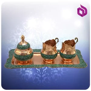 ست چایخوری دو نفره مس و فیروزه (کد 50326)