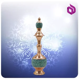 تنگ صراحی مس و فیروزه کوب 30 سانت شمائی (کد 50353)