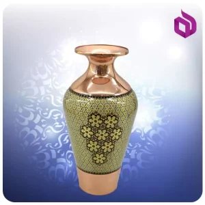 گلدان فرداد مس و خاتم کاری شالدار 23 سانت (کد 50403)