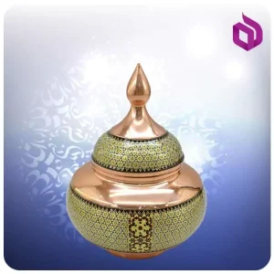 قندان مس و خاتم کاری شالدار بزرگ 27 سانت (کد 50404)