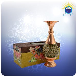 گلدان صراحی مس و خاتم کاری 20 سانت با جعبه ام دی اف گالینگور(کد 60125)
