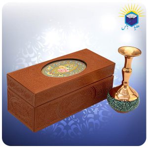 شلغمی مس و فیروزه کوب 13 سانت با جعبه ام دی اف چرمی (کد 60181)