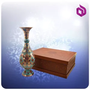 گلدان صراحی مس و تمام پرداز 40 سانت با جعبه ام دی اف چرمی (کد 60300)
